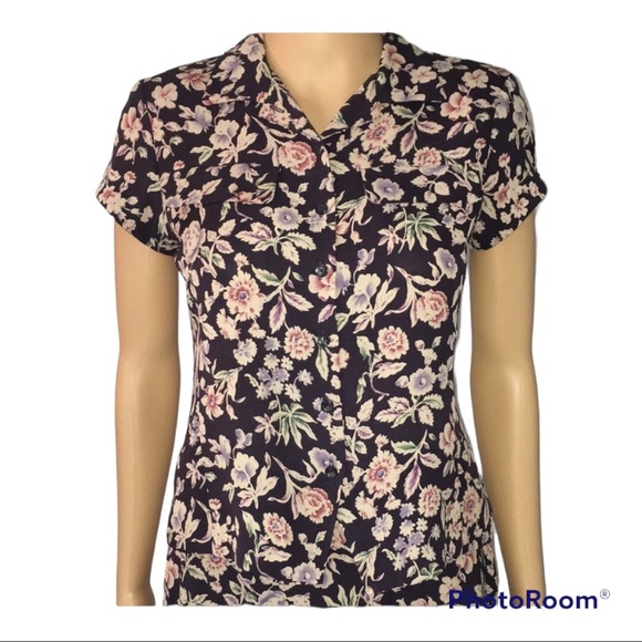 Jones of New York 2 pc Blue Floral Silk Dress - Picture 2 of 16